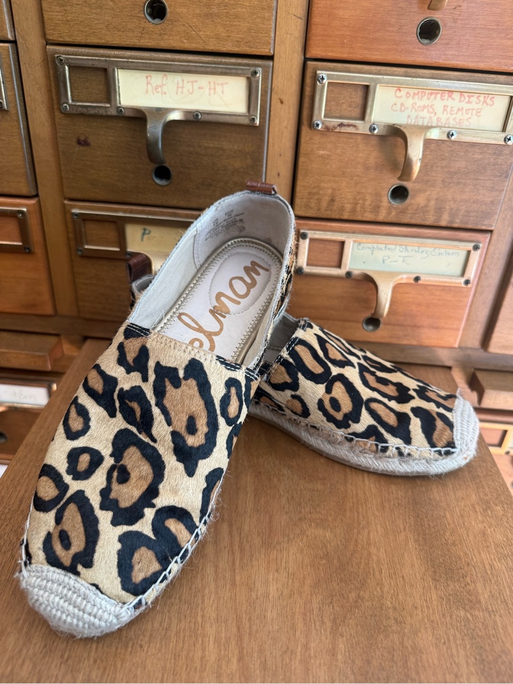 Sam Edelman Leopard Haircalf Espadrille Slip-On Loafers Size 6M